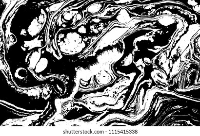 Black and white liquid texture. Marbled illustration. Abstract vector background. Monochrome marble pattern.