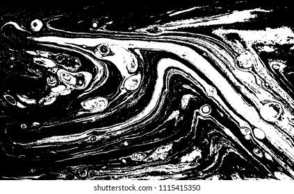 Black and white liquid texture. Marbled illustration. Abstract vector background. Monochrome marble pattern.