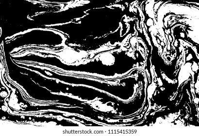 Black and white liquid texture. Marbled illustration. Abstract vector background. Monochrome marble pattern.