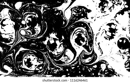 Black and white liquid texture. Marbled illustration. Abstract vector background. Monochrome marble pattern.