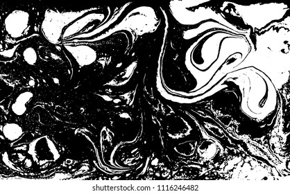 Black and white liquid texture. Marbled illustration. Abstract vector background. Monochrome marble pattern.