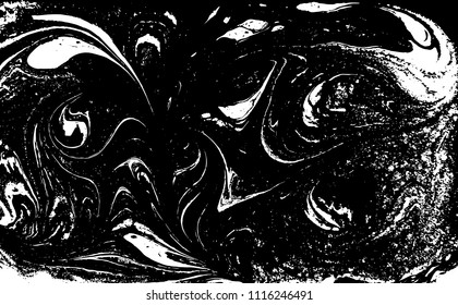 Black and white liquid texture. Marbled illustration. Abstract vector background. Monochrome marble pattern.