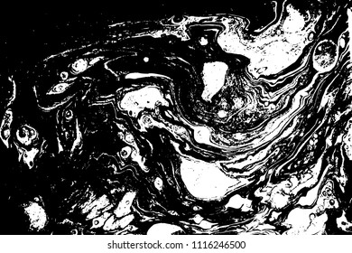 Black and white liquid texture. Marbled illustration. Abstract vector background. Monochrome marble pattern.