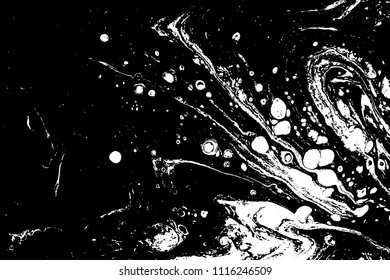 Black and white liquid texture. Marbled illustration. Abstract vector background. Monochrome marble pattern.