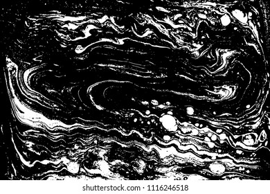 Black and white liquid texture. Marbled illustration. Abstract vector background. Monochrome marble pattern.