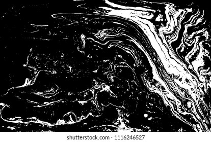 Black and white liquid texture. Marbled illustration. Abstract vector background. Monochrome marble pattern.