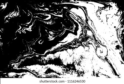 Black and white liquid texture. Marbled illustration. Abstract vector background. Monochrome marble pattern.