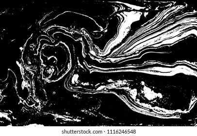 Black and white liquid texture. Marbled illustration. Abstract vector background. Monochrome marble pattern.