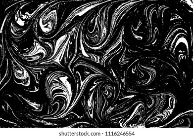 Black and white liquid texture. Marbled illustration. Abstract vector background. Monochrome marble pattern.