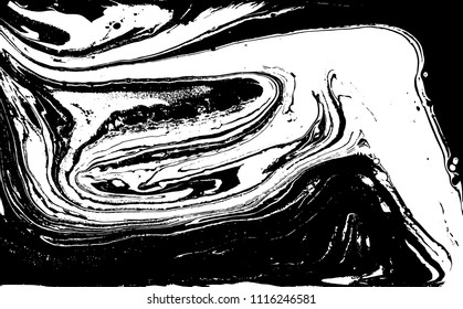 Black and white liquid texture. Marbled illustration. Abstract vector background. Monochrome marble pattern.