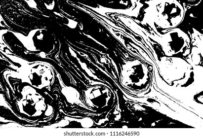 Black and white liquid texture. Marbled illustration. Abstract vector background. Monochrome marble pattern.