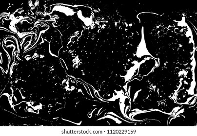 Black and white liquid texture. Marbled illustration. Abstract vector background. Monochrome marble pattern.