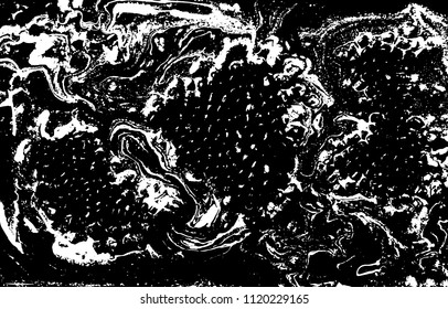 Black and white liquid texture. Marbled illustration. Abstract vector background. Monochrome marble pattern.