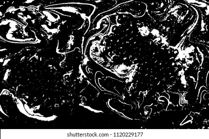 Black and white liquid texture. Marbled illustration. Abstract vector background. Monochrome marble pattern.