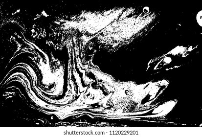 Black and white liquid texture. Marbled illustration. Abstract vector background. Monochrome marble pattern.