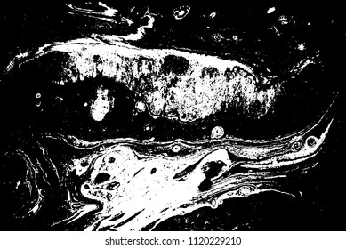 Black and white liquid texture. Marbled illustration. Abstract vector background. Monochrome marble pattern.