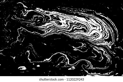 Black and white liquid texture. Marbled illustration. Abstract vector background. Monochrome marble pattern.