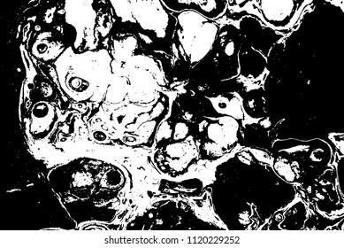 Black and white liquid texture. Marbled illustration. Abstract vector background. Monochrome marble pattern.
