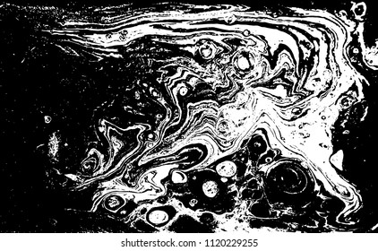 Black and white liquid texture. Marbled illustration. Abstract vector background. Monochrome marble pattern.