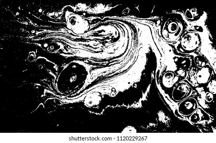 Black and white liquid texture. Marbled illustration. Abstract vector background. Monochrome marble pattern.
