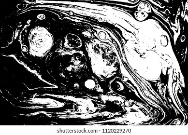 Black and white liquid texture. Marbled illustration. Abstract vector background. Monochrome marble pattern.