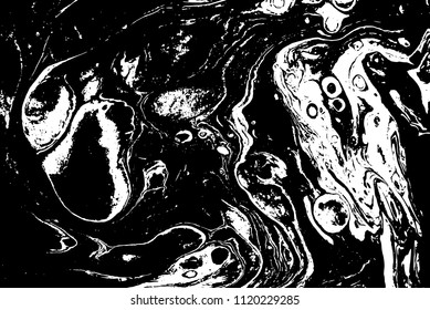 Black and white liquid texture. Marbled illustration. Abstract vector background. Monochrome marble pattern.