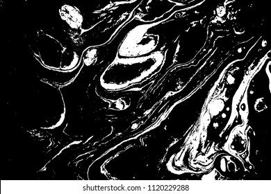 Black and white liquid texture. Marbled illustration. Abstract vector background. Monochrome marble pattern.