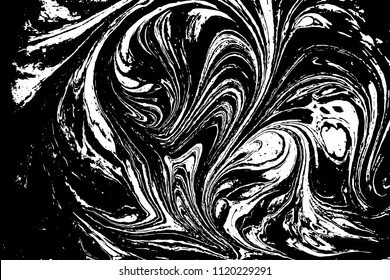 Black and white liquid texture. Marbled illustration. Abstract vector background. Monochrome marble pattern.