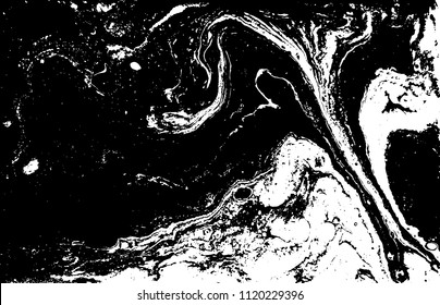 Black and white liquid texture. Marbled illustration. Abstract vector background. Monochrome marble pattern.
