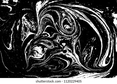 Black and white liquid texture. Marbled illustration. Abstract vector background. Monochrome marble pattern.