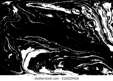 Black and white liquid texture. Marbled illustration. Abstract vector background. Monochrome marble pattern.