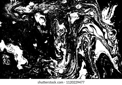 Black and white liquid texture. Marbled illustration. Abstract vector background. Monochrome marble pattern.