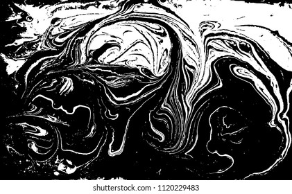 Black and white liquid texture. Marbled illustration. Abstract vector background. Monochrome marble pattern.
