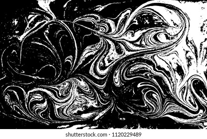 Black and white liquid texture. Marbled illustration. Abstract vector background. Monochrome marble pattern.