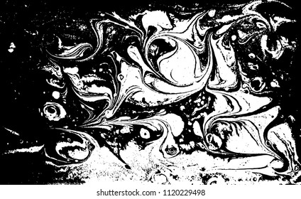 Black and white liquid texture. Marbled illustration. Abstract vector background. Monochrome marble pattern.