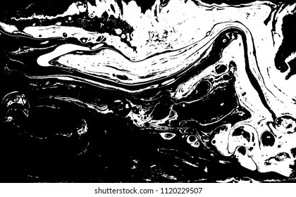 Black and white liquid texture. Marbled illustration. Abstract vector background. Monochrome marble pattern.