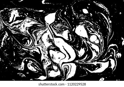 Black and white liquid texture. Marbled illustration. Abstract vector background. Monochrome marble pattern.