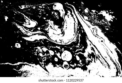 Black and white liquid texture. Marbled illustration. Abstract vector background. Monochrome marble pattern.