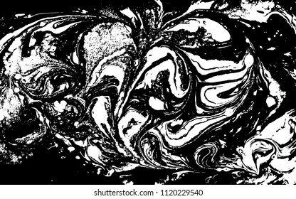 Black and white liquid texture. Marbled illustration. Abstract vector background. Monochrome marble pattern.