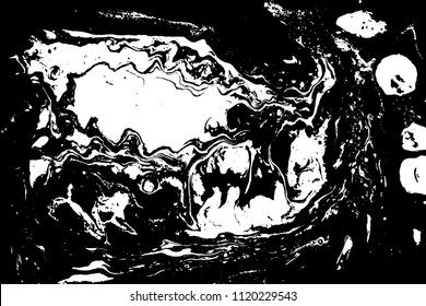 Black and white liquid texture. Marbled illustration. Abstract vector background. Monochrome marble pattern.