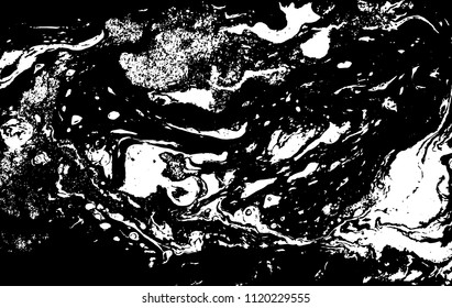 Black and white liquid texture. Marbled illustration. Abstract vector background. Monochrome marble pattern.