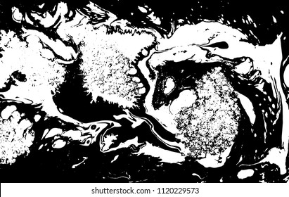 Black and white liquid texture. Marbled illustration. Abstract vector background. Monochrome marble pattern.