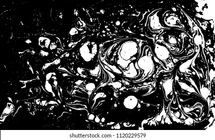 Black and white liquid texture. Marbled illustration. Abstract vector background. Monochrome marble pattern.