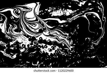 Black and white liquid texture. Marbled illustration. Abstract vector background. Monochrome marble pattern.