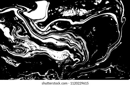 Black and white liquid texture. Marbled illustration. Abstract vector background. Monochrome marble pattern.