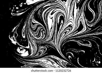 Black and white liquid texture. Marbled illustration. Abstract vector background. Monochrome marble pattern.