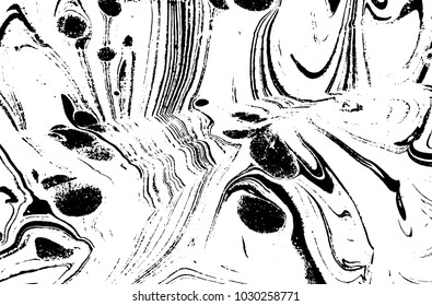 Black and white liquid texture. Watercolor hand drawn marbling illustration. Abstract vector background. Monochrome marble pattern