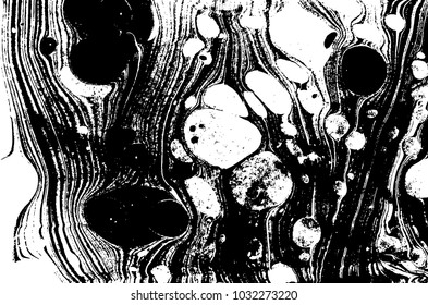 Black and white liquid texture. Watercolor hand drawn marbling illustration. Abstract vector background. Monochrome marble pattern.