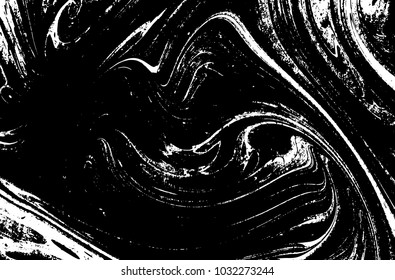 Black and white liquid texture. Watercolor hand drawn marbling illustration. Abstract vector background. Monochrome marble pattern.