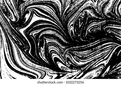Black and white liquid texture. Watercolor hand drawn marbling illustration. Abstract vector background. Monochrome marble pattern.